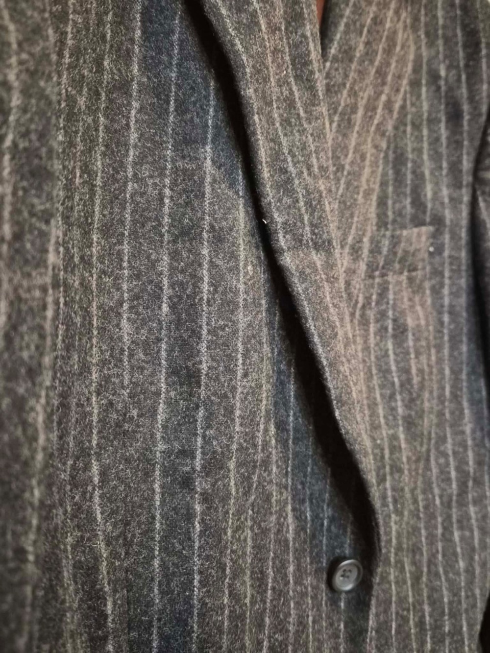 Express Mens Wool Corporate Officewear Gray Pin Stripe Sport Coat Blazer 44R - Picture 2 of 5